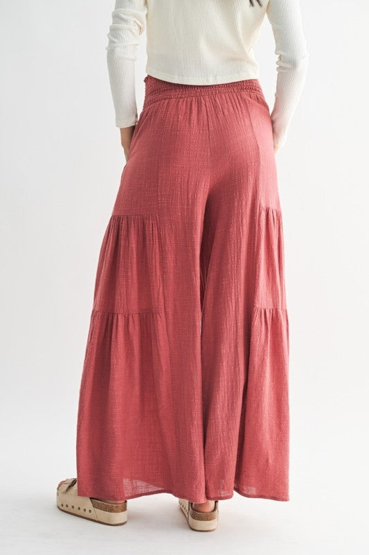 Wide-Leg Pants with Tie-Front Waist and Patch Pockets