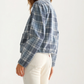 Cropped Plaid Jacket with Button Front and Pocket Detail