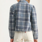 Cropped Plaid Jacket with Button Front and Pocket Detail