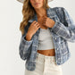 Cropped Plaid Jacket with Button Front and Pocket Detail