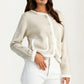 Button Front Cardigan with Contrast Trim and Front Pockets