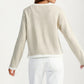 Button Front Cardigan with Contrast Trim and Front Pockets