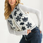 White Quilted Vest with Bold Black Floral Embroidery