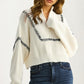 Half-Zip Sweater with Contrast Stitch and Relaxed Fit