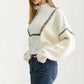 Half-Zip Sweater with Contrast Stitch and Relaxed Fit
