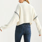 Half-Zip Sweater with Contrast Stitch and Relaxed Fit