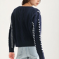 Button Front Cardigan with White Stitch Detailing