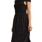 Elegant Off-Shoulder Black Midi Dress with Textured Skirt Detail