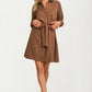 Striped Button Front Shirt Dress With Waist Tie