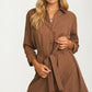 Striped Button Front Shirt Dress With Waist Tie