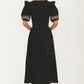 Puff Sleeve Midi Dress with Embroidered Cuffs