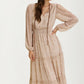 Long Sleeve Tiered Maxi Dress with Subtle Print