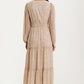 Long Sleeve Tiered Maxi Dress with Subtle Print