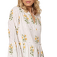 Floral Embroidered Mini Dress Tiered Skirt Bell Sleeves Notch Neckline White