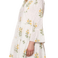 Floral Embroidered Mini Dress Tiered Skirt Bell Sleeves Notch Neckline White