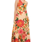 Tropical Halter Maxi Dress Floral Bird Print Ruffle Hem Sleeveless Resort Style