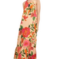 Tropical Halter Maxi Dress Floral Bird Print Ruffle Hem Sleeveless Resort Style