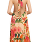 Tropical Halter Maxi Dress Floral Bird Print Ruffle Hem Sleeveless Resort Style