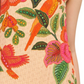 Tropical Halter Maxi Dress Floral Bird Print Ruffle Hem Sleeveless Resort Style