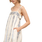 Embroidered Mini Dress Tie Straps Tassel Detail Boho Cream Blue Trim