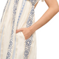 Embroidered Mini Dress Tie Straps Tassel Detail Boho Cream Blue Trim