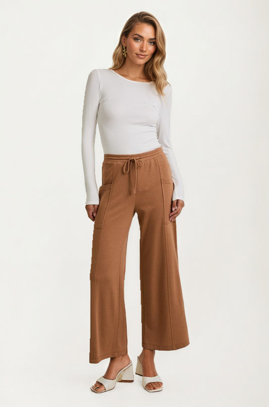 Wide Leg Lounge Pants with Drawstring Waist