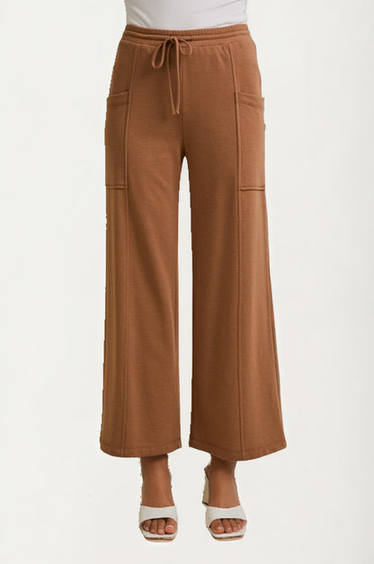 Wide Leg Lounge Pants with Drawstring Waist