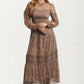 Long Sleeve Lace Maxi Dress with Tiered Skirt