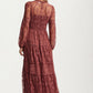 Long Sleeve Lace Maxi Dress with Tiered Skirt