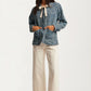 Button Front Jacket with Floral Print and Ribbon Tie Detail