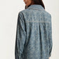 Button Front Jacket with Floral Print and Ribbon Tie Detail