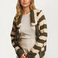 Striped Tie Front Cardigan with Textured Knit Detail