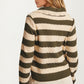 Striped Tie Front Cardigan with Textured Knit Detail