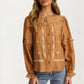 Ruffled Collar Embroidered Blouse with Long Sleeves