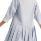 Light Blue Pleated Mini Dress with Front Ties
