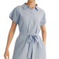 Light Blue Collared Short Sleeve Mini Dress with Waist Tie