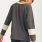 Long Sleeve Top with Bold Floral Applique and Relaxed Fit