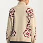 Floral Quarter-Zip Sweater with Ribbed Collar and Relaxed Fit