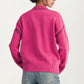 Playful Strawberry Knit Sweater with Ribbed Hem and Long Sleeves