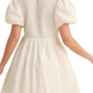 White Puff Sleeve Mini Dress with Bow Neckline