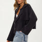 Double-Breasted Cropped Knit Jacket with Wide Lapel