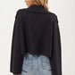Double-Breasted Cropped Knit Jacket with Wide Lapel