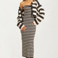 Striped Knit Midi Dress And Cropped Cardigan Set