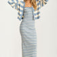 Striped Knit Midi Dress And Cropped Cardigan Set
