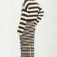 Striped Knit Midi Dress And Cropped Cardigan Set