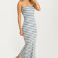 Striped Knit Midi Dress And Cropped Cardigan Set