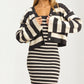 Striped Knit Midi Dress And Cropped Cardigan Set