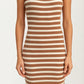 Striped Sleeveless Midi Dress with Cropped Cardigan