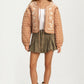 Quilted Floral Embroidered Jacket with Tie Front