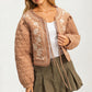 Quilted Floral Embroidered Jacket with Tie Front